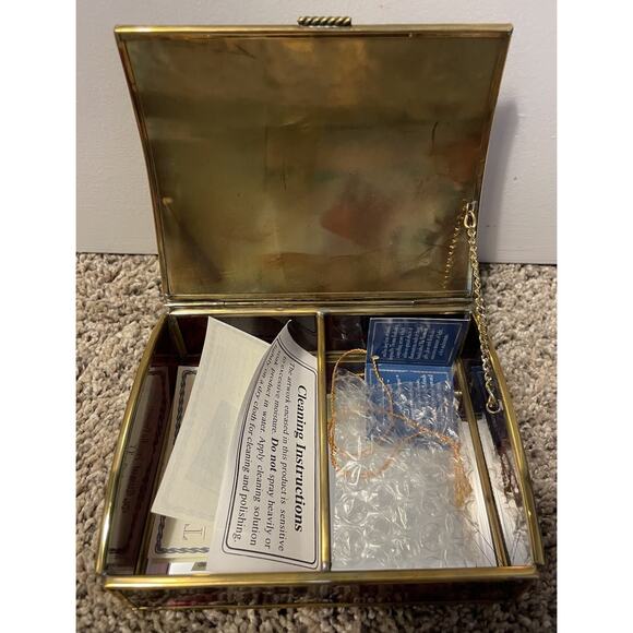 Vintage Thomas Kincade Jewelry Box Enesco Brass Glass Mirrored - Picture 6 of 8